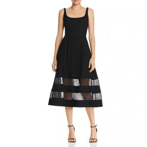 AIDAN MATTOX Spaghetti Strap Below The Knee Party Fit + Flare Dress